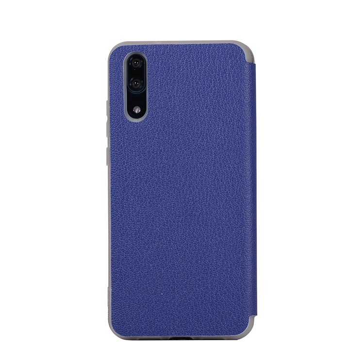 Litchi Skin Leather Stand Phone Accessory Cover with Card Slot for Huawei P20 - Blue-5