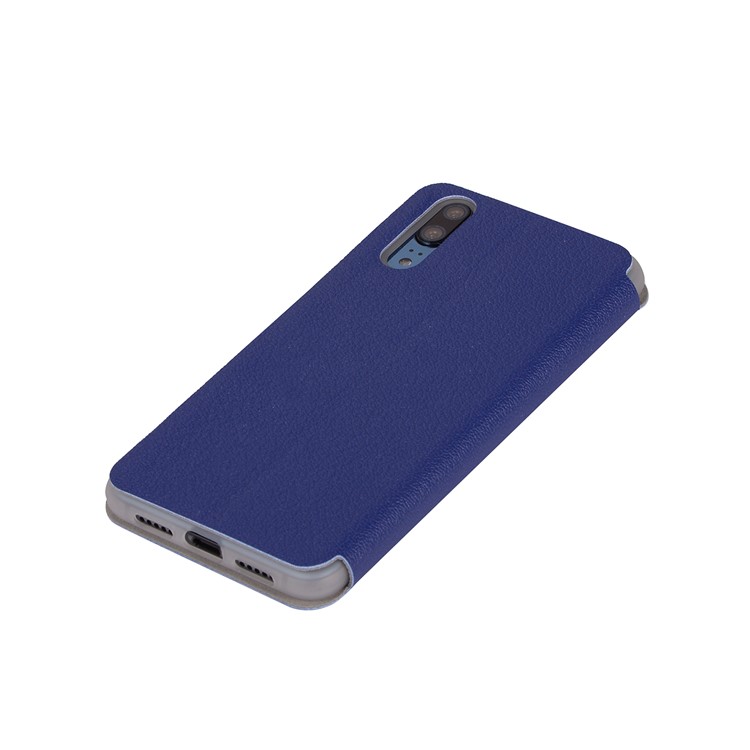 Litchi Skin Leather Stand Phone Accessory Cover with Card Slot for Huawei P20 - Blue-8
