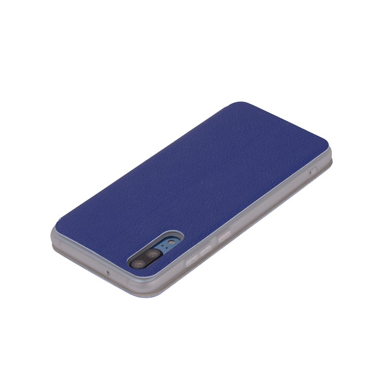 Litchi Skin Leather Stand Phone Accessory Cover with Card Slot for Huawei P20 - Blue-9