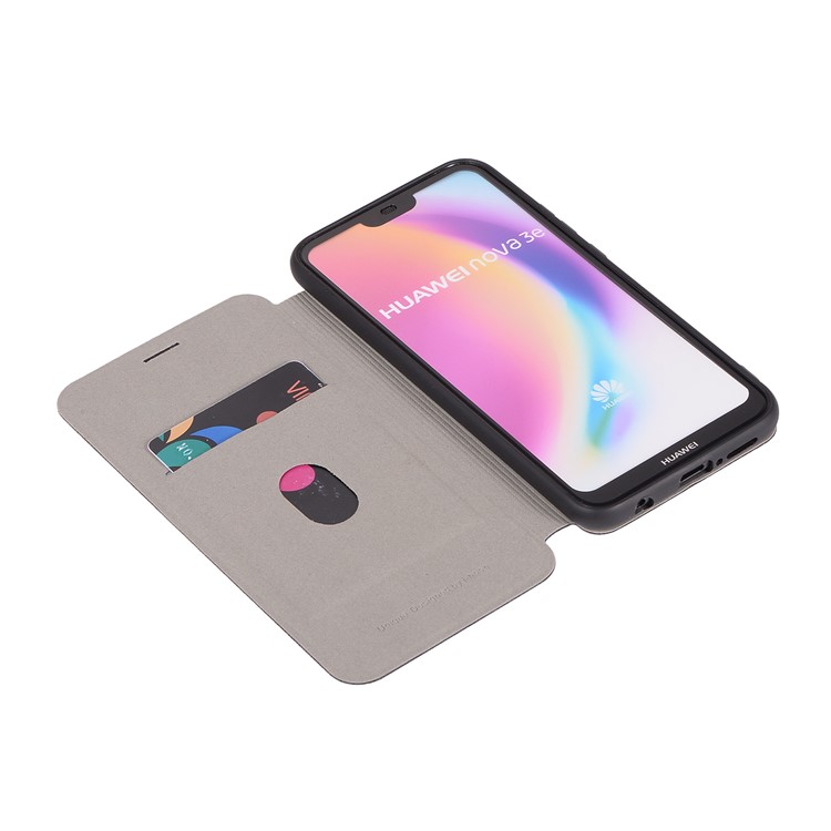 Litchi Texture Flip Leather Stand Card Slot Protective Phone Casing for Huawei P20 Lite / Nova 3e - Black-11
