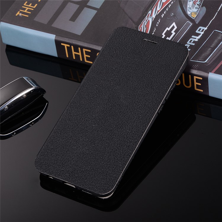 Litchi Texture Flip Leather Stand Card Slot Protective Phone Casing for Huawei P20 Lite / Nova 3e - Black-13