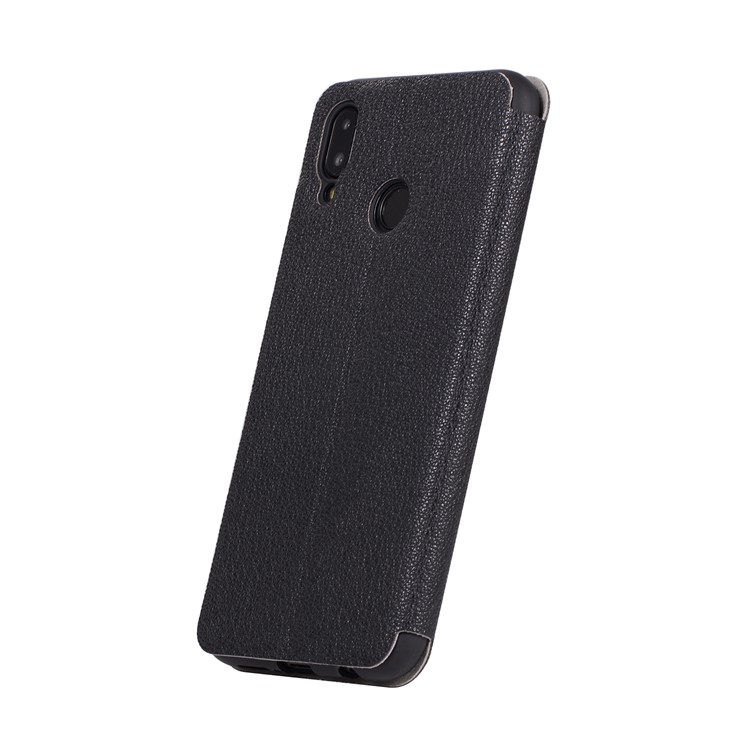 Litchi Texture Flip Leather Stand Card Slot Protective Phone Casing for Huawei P20 Lite / Nova 3e - Black-3
