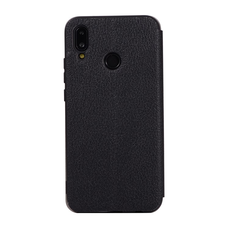 Litchi Texture Flip Leather Stand Card Slot Protective Phone Casing for Huawei P20 Lite / Nova 3e - Black-6