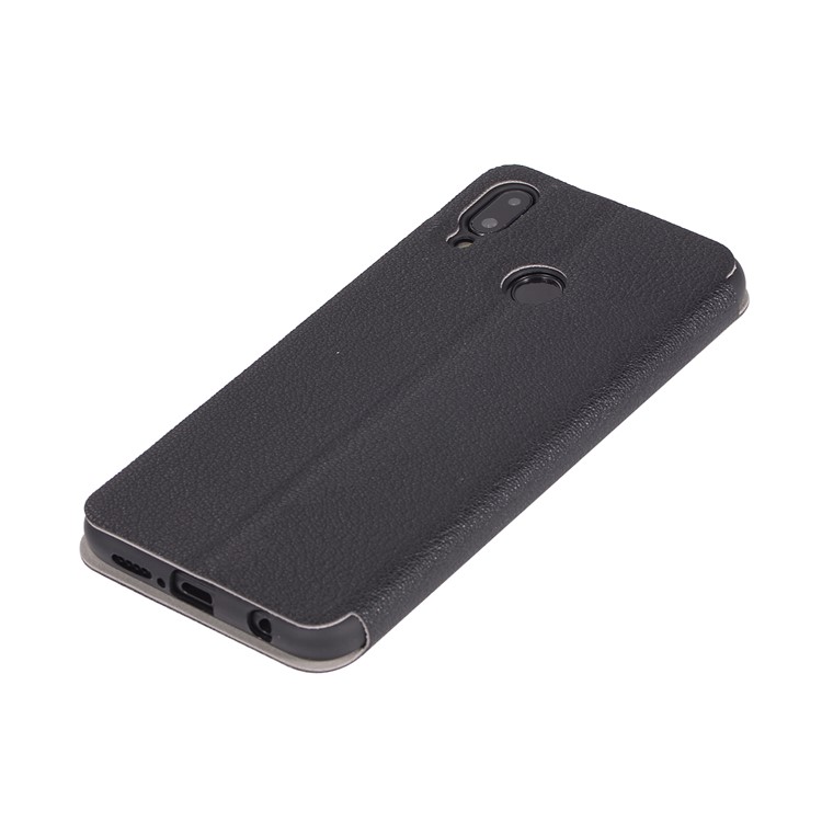 Litchi Texture Flip Leather Stand Card Slot Protective Phone Casing for Huawei P20 Lite / Nova 3e - Black-8