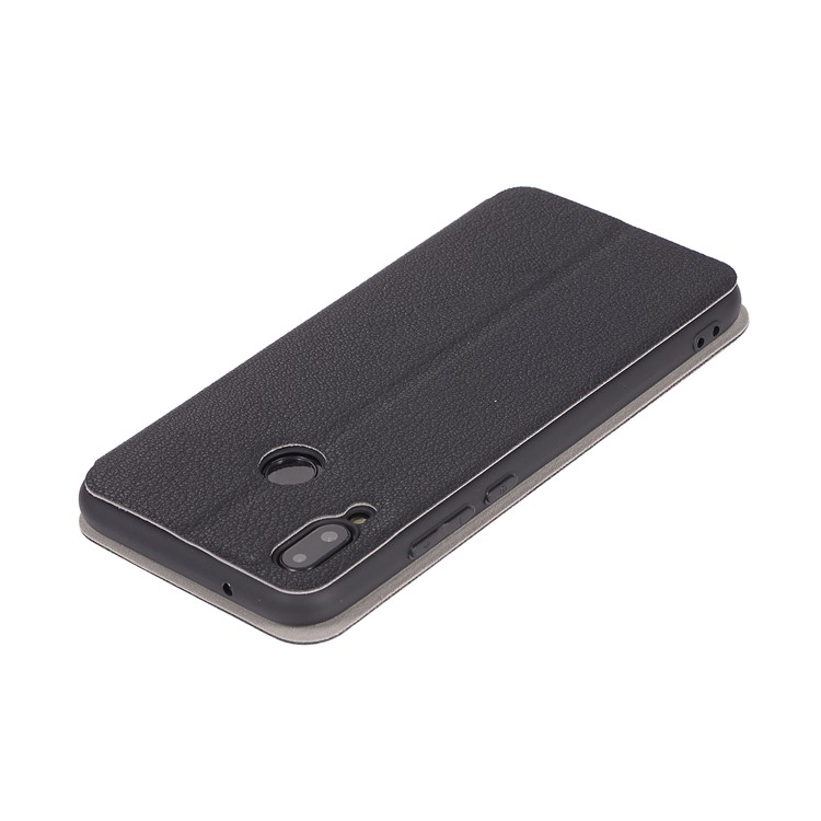 Litchi Texture Flip Leather Stand Card Slot Protective Phone Casing for Huawei P20 Lite / Nova 3e - Black-9