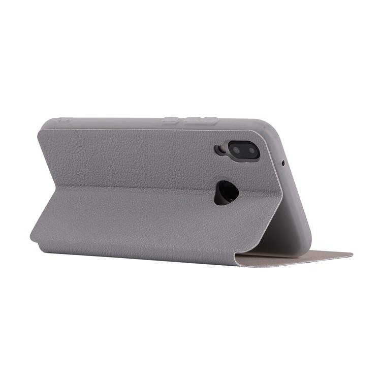 Litchi Texture Flip Leather Stand Card Slot Protective Phone Case for Huawei P20 Lite / Nova 3e - Grey-4