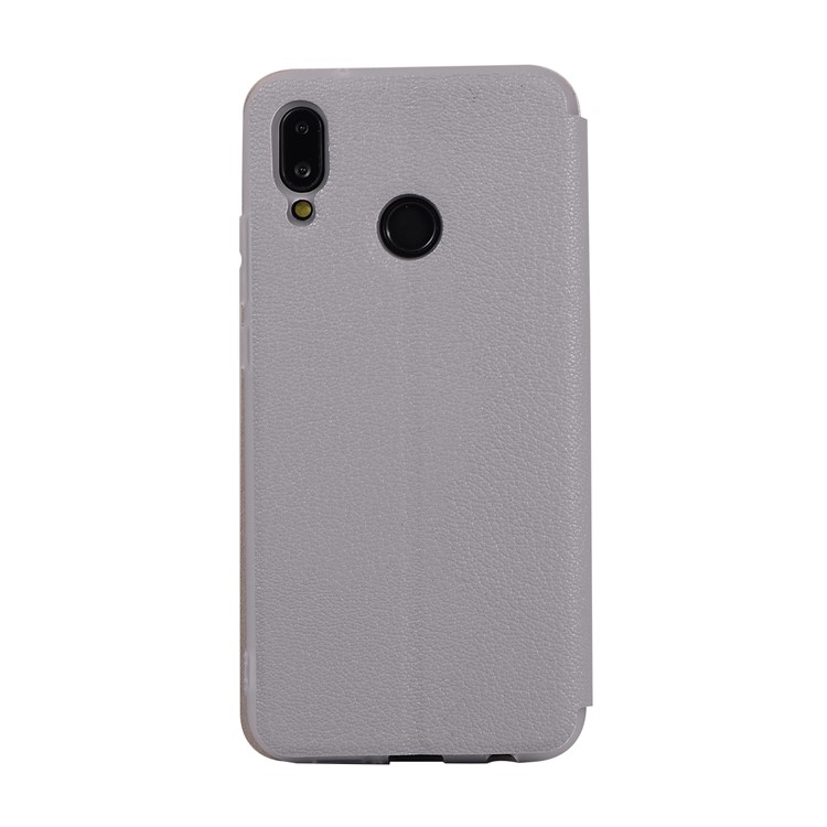 Litchi Texture Flip Leather Stand Card Slot Protective Phone Case for Huawei P20 Lite / Nova 3e - Grey-6