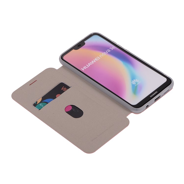 Litchi Texture Flip Leather Stand Card Slot Protective Phone Cover for Huawei P20 Lite / Nova 3e - Red-11