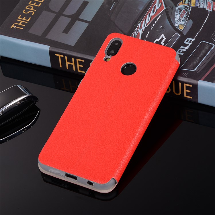 Litchi Texture Flip Leather Stand Card Slot Protective Phone Cover for Huawei P20 Lite / Nova 3e - Red-15