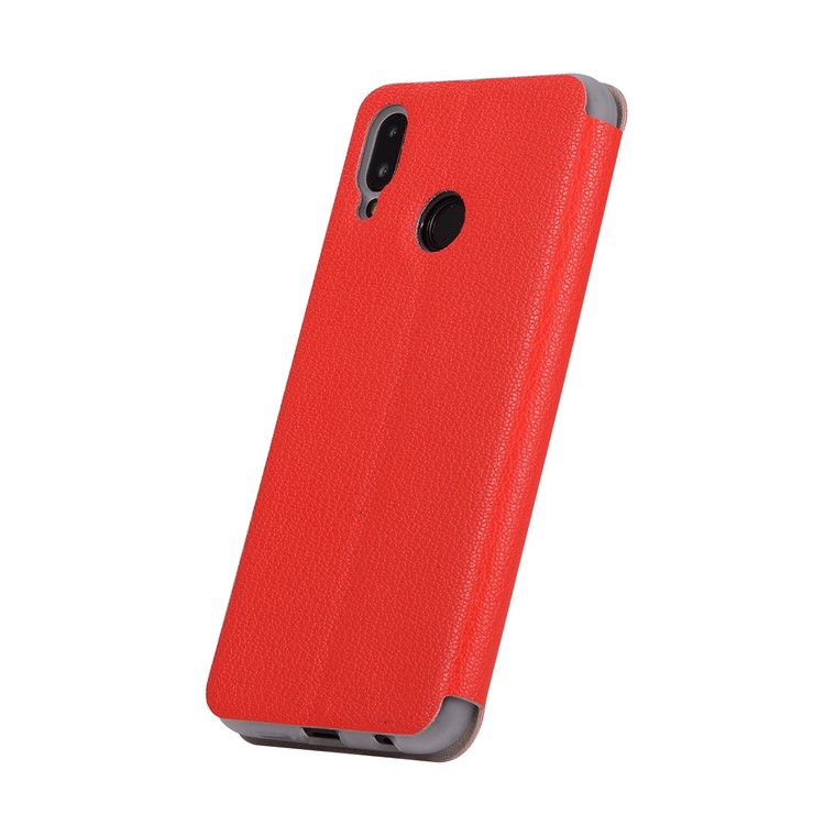 Litchi Texture Flip Leather Stand Card Slot Protective Phone Cover for Huawei P20 Lite / Nova 3e - Red-2