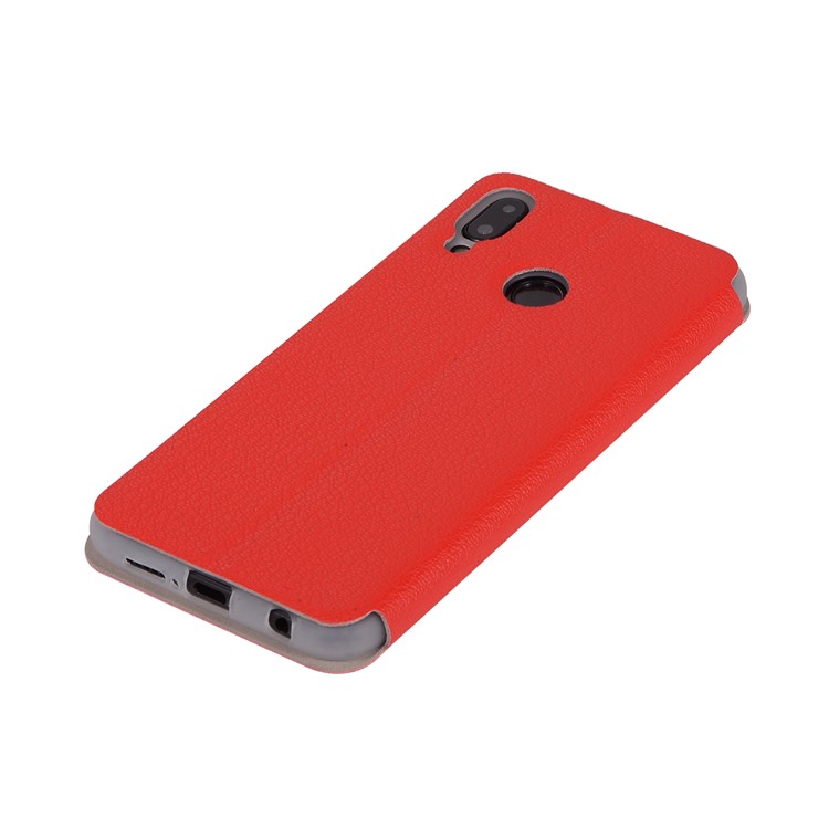 Litchi Texture Flip Leather Stand Card Slot Protective Phone Cover for Huawei P20 Lite / Nova 3e - Red-5