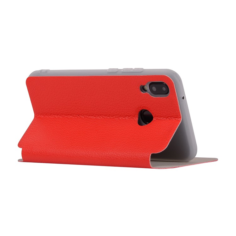 Litchi Texture Flip Leather Stand Card Slot Protective Phone Cover for Huawei P20 Lite / Nova 3e - Red-7