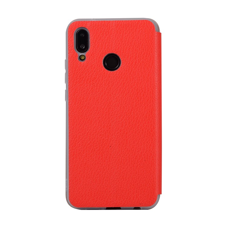 Litchi Texture Flip Leather Stand Card Slot Protective Phone Cover for Huawei P20 Lite / Nova 3e - Red-8