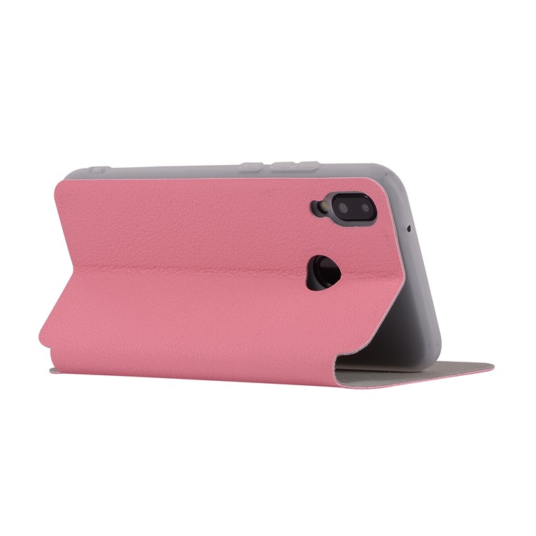 Litchi Texture Flip Leather Stand Card Slot Protective Phone Casing Cover for Huawei P20 Lite / Nova 3e - Rose-4