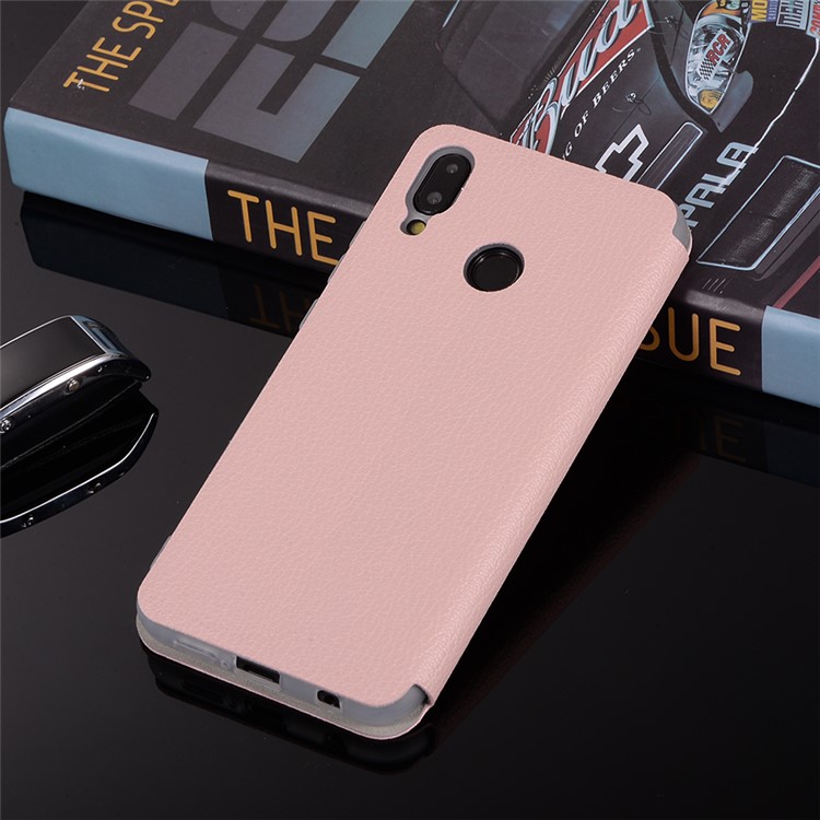 Litchi Texture Flip Leather Stand Card Slot Protective Phone Shell for Huawei P20 Lite / Nova 3e - Pink-12