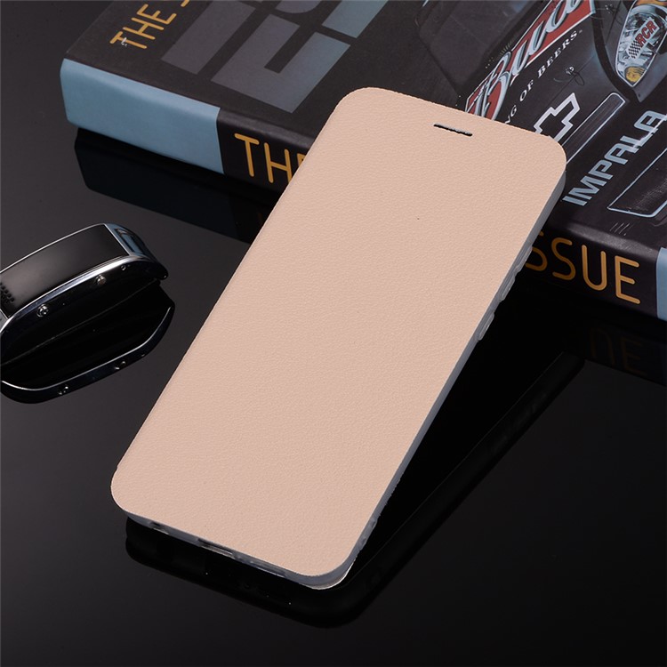 Litchi Texture Flip Leather Stand Card Slot Mobile Casing for Huawei P20 Lite / Nova 3e - Gold-11