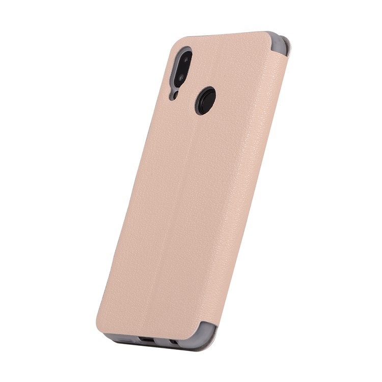 Litchi Texture Flip Leather Stand Card Slot Mobile Casing for Huawei P20 Lite / Nova 3e - Gold-3