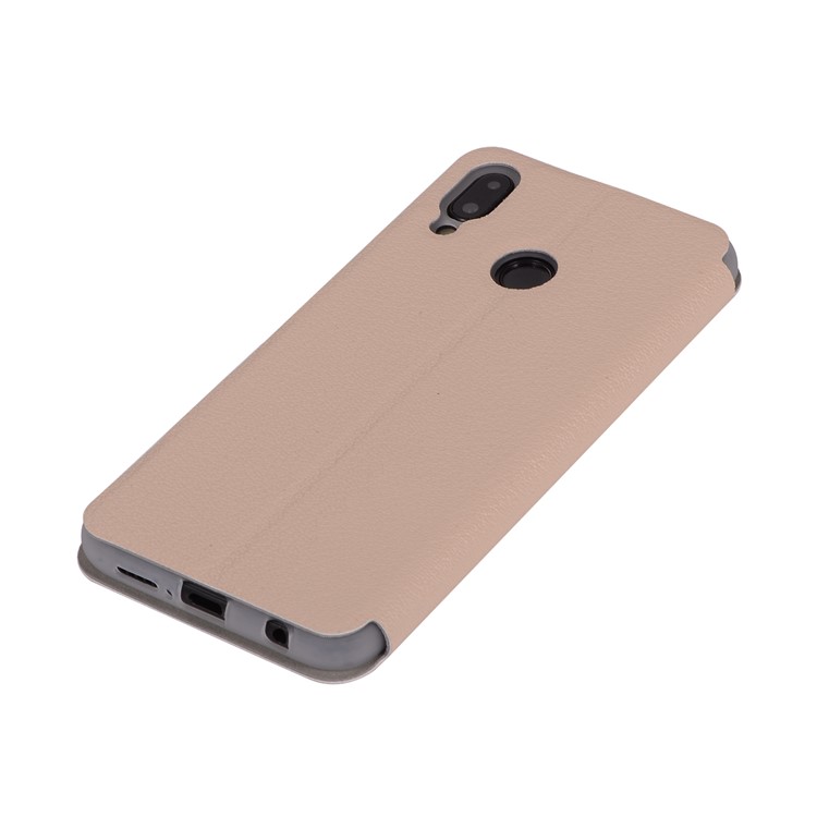 Litchi Texture Flip Leather Stand Card Slot Mobile Casing for Huawei P20 Lite / Nova 3e - Gold-8