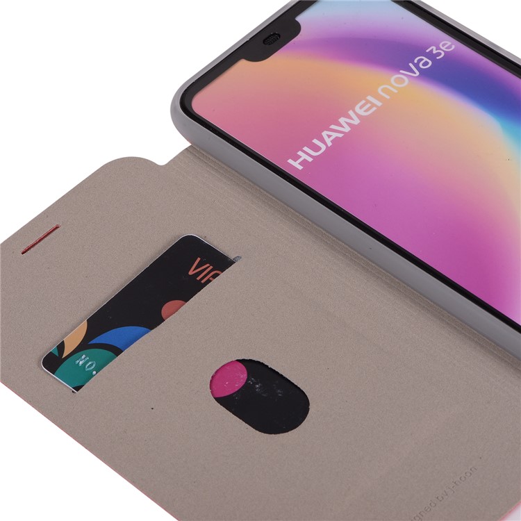 Litchi Texture Flip Leather Stand Card Slot Mobile Phone Shell for Huawei P20 Lite / Nova 3e - Cyan-11