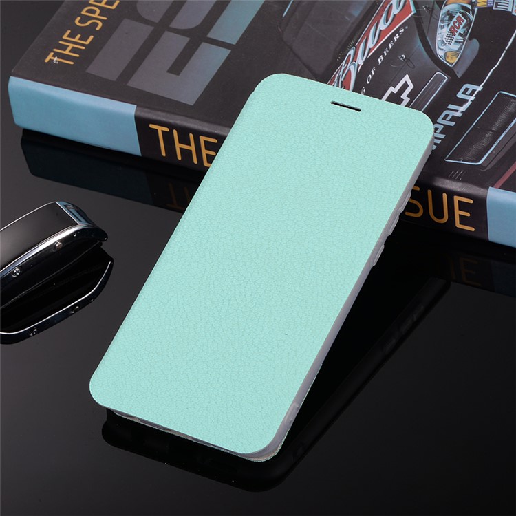 Litchi Texture Flip Leather Stand Card Slot Mobile Phone Shell for Huawei P20 Lite / Nova 3e - Cyan-12