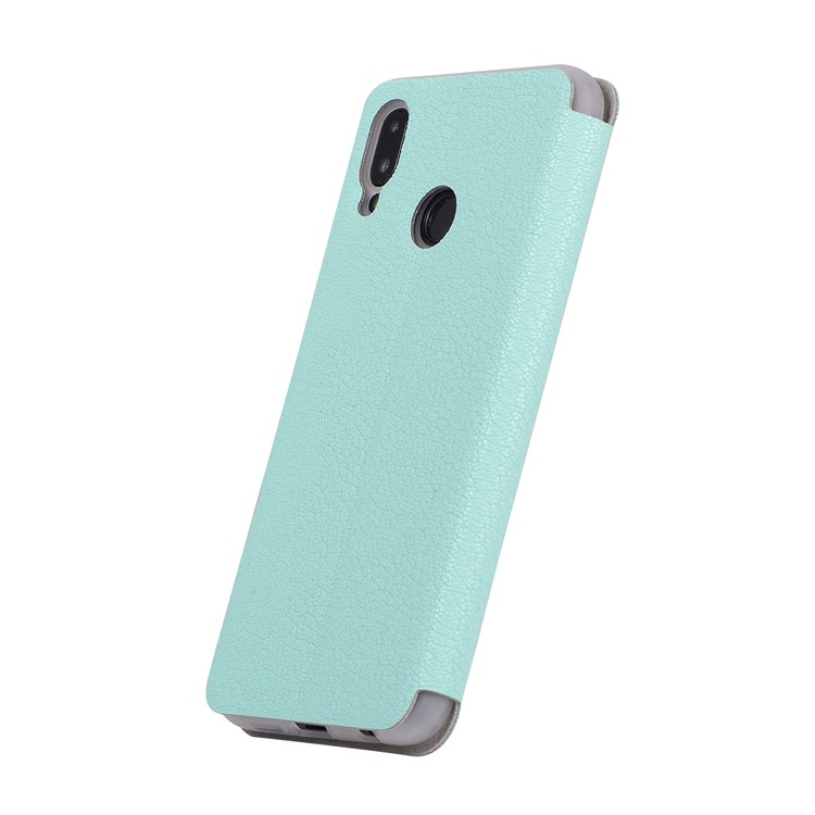 Litchi Texture Flip Leather Stand Card Slot Mobile Phone Shell for Huawei P20 Lite / Nova 3e - Cyan-3
