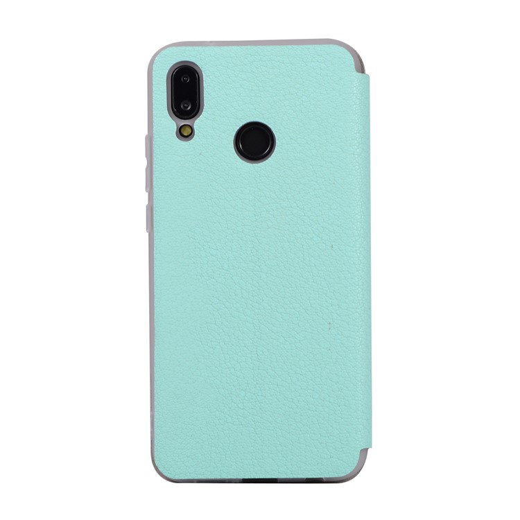 Litchi Texture Flip Leather Stand Card Slot Mobile Phone Shell for Huawei P20 Lite / Nova 3e - Cyan-6