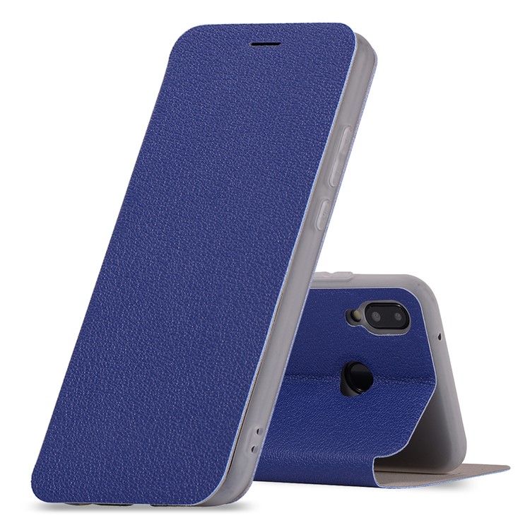 Litchi Texture Flip Leather Stand Card Slot Mobile Cover for Huawei P20 Lite / Nova 3e - Blue-1