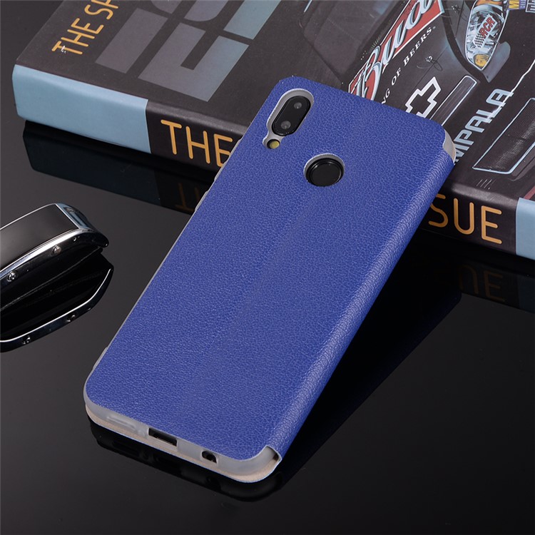 Litchi Texture Flip Leather Stand Card Slot Mobile Cover for Huawei P20 Lite / Nova 3e - Blue-11
