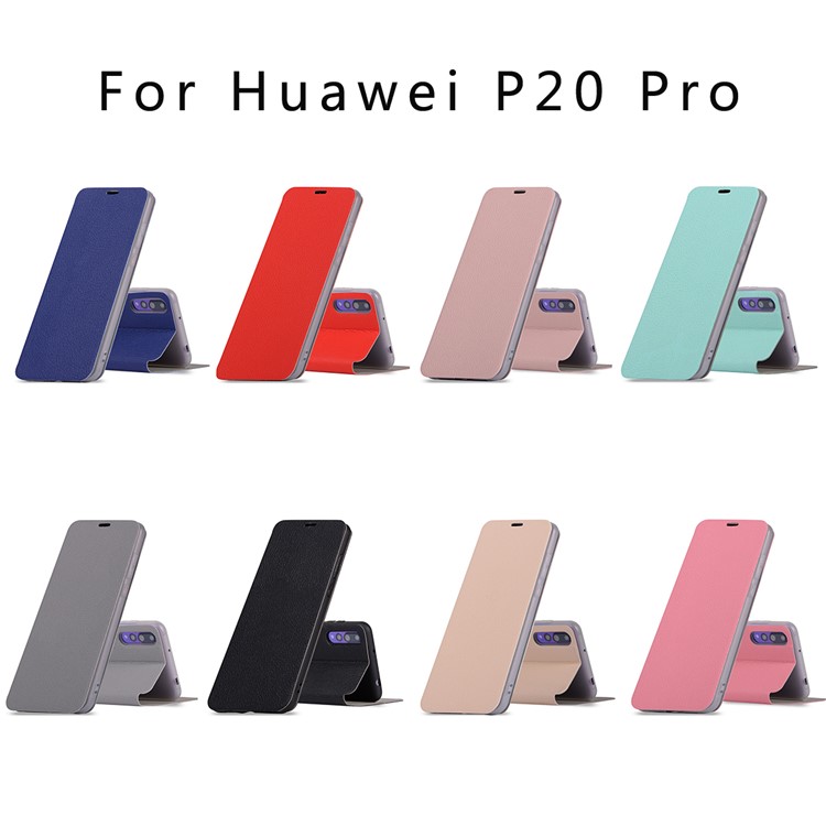 Litchi Skin Leather Stand Shell with Card Slot for Huawei P20 Pro - Black-11
