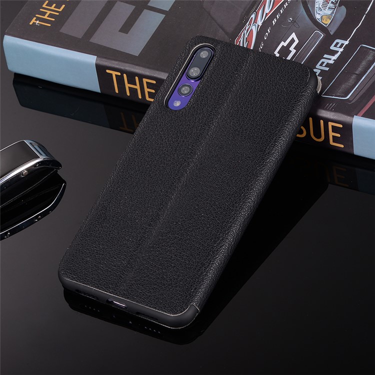 Litchi Skin Leather Stand Shell with Card Slot for Huawei P20 Pro - Black-13