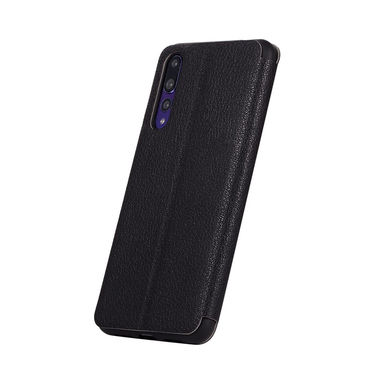 Litchi Skin Leather Stand Shell with Card Slot for Huawei P20 Pro - Black-3
