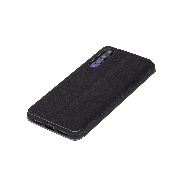 Litchi Skin Leather Stand Shell with Card Slot for Huawei P20 Pro - Black-8