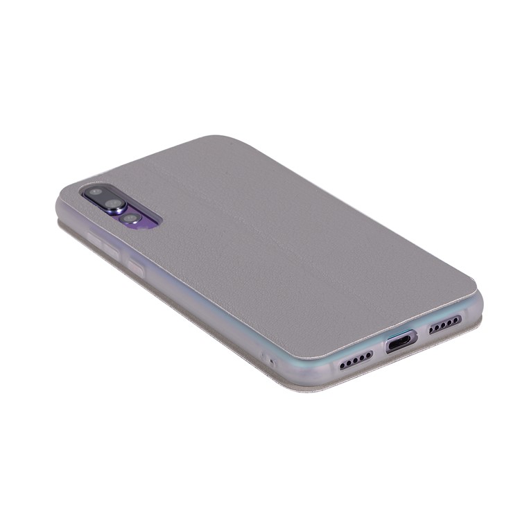 Litchi Skin Leather Stand Case with Card Slot for Huawei P20 Pro - Grey-10