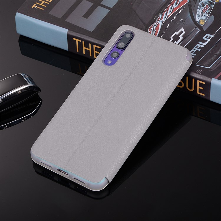 Litchi Skin Leather Stand Case with Card Slot for Huawei P20 Pro - Grey-12