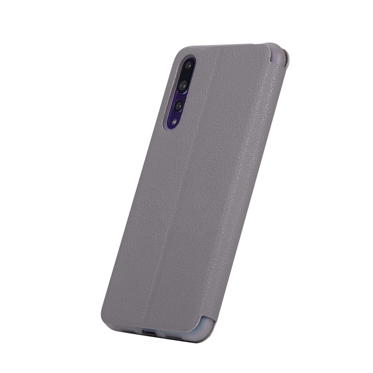Litchi Skin Leather Stand Case with Card Slot for Huawei P20 Pro - Grey-3