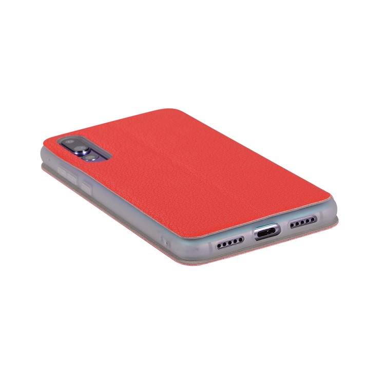Litchi Skin Leather Stand Cover with Card Slot for Huawei P20 Pro - Red-10