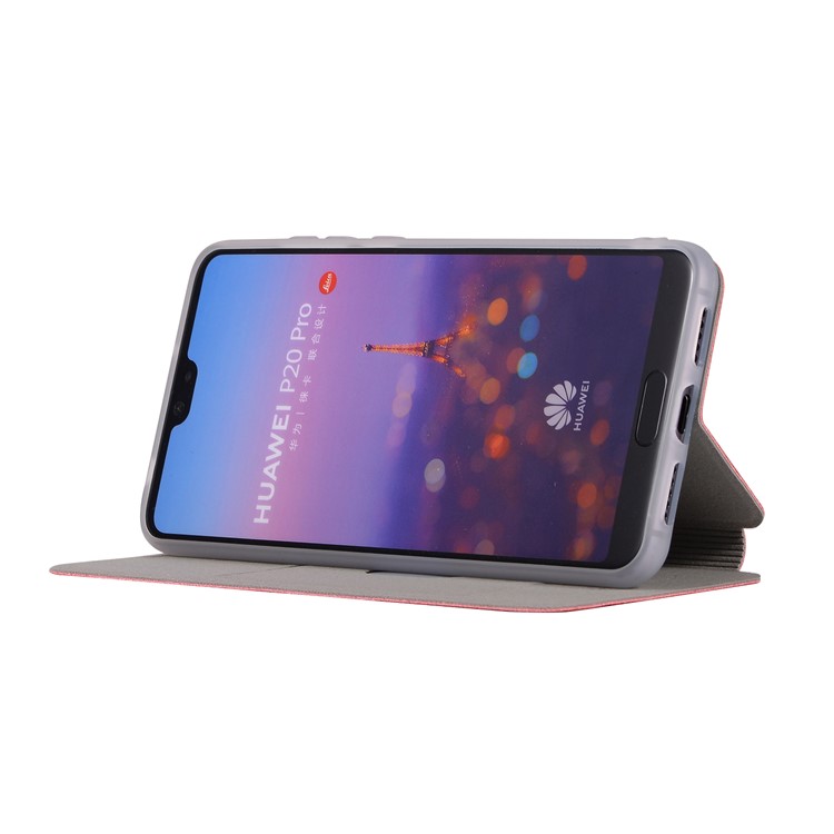 Litchi Skin Leather Stand Cover with Card Slot for Huawei P20 Pro - Red-11