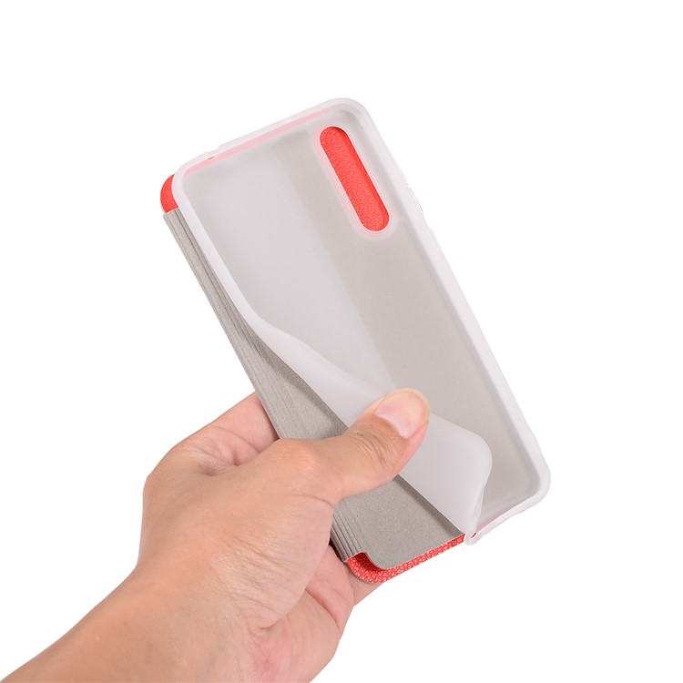 Litchi Skin Leather Stand Cover with Card Slot for Huawei P20 Pro - Red-13