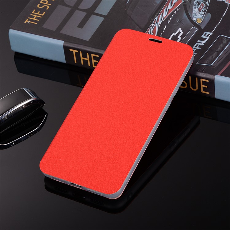Litchi Skin Leather Stand Cover with Card Slot for Huawei P20 Pro - Red-14
