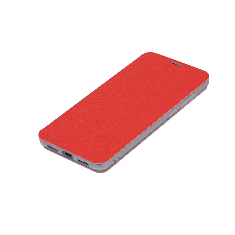 Litchi Skin Leather Stand Cover with Card Slot for Huawei P20 Pro - Red-7