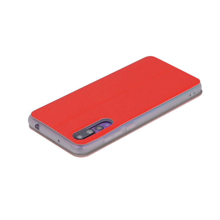 Litchi Skin Leather Stand Cover with Card Slot for Huawei P20 Pro - Red-9