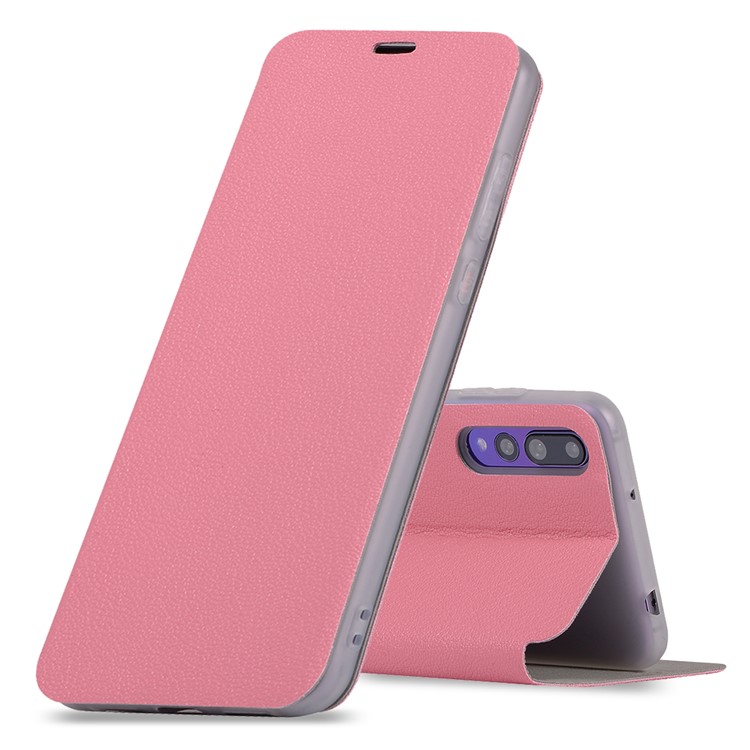 Litchi Skin Leather Stand Case Shell with Card Slot for Huawei P20 Pro - Rose-1