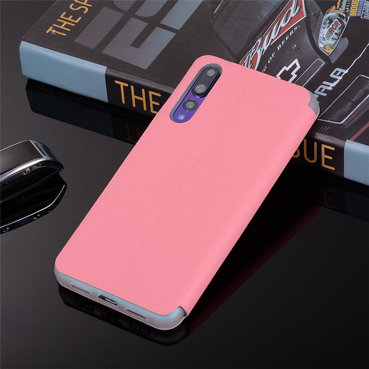 Litchi Skin Leather Stand Case Shell with Card Slot for Huawei P20 Pro - Rose-12