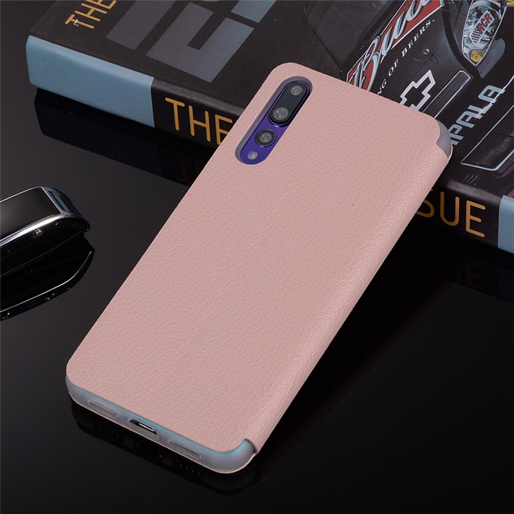 Litchi Skin Leather Stand Case Cover with Card Slot for Huawei P20 Pro - Pink-12
