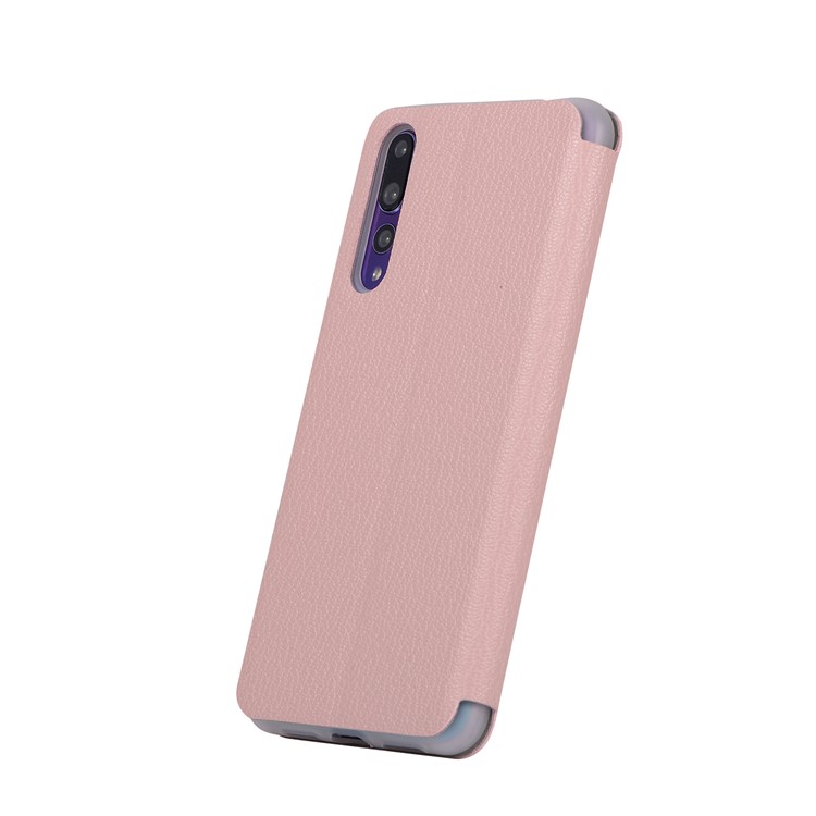 Litchi Skin Leather Stand Case Cover with Card Slot for Huawei P20 Pro - Pink-3