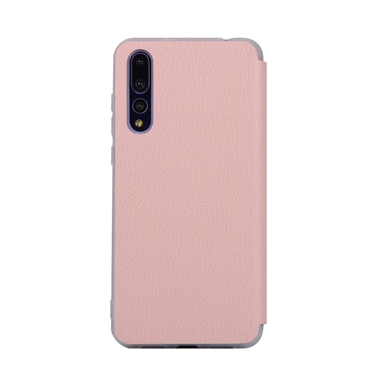 Litchi Skin Leather Stand Case Cover with Card Slot for Huawei P20 Pro - Pink-6