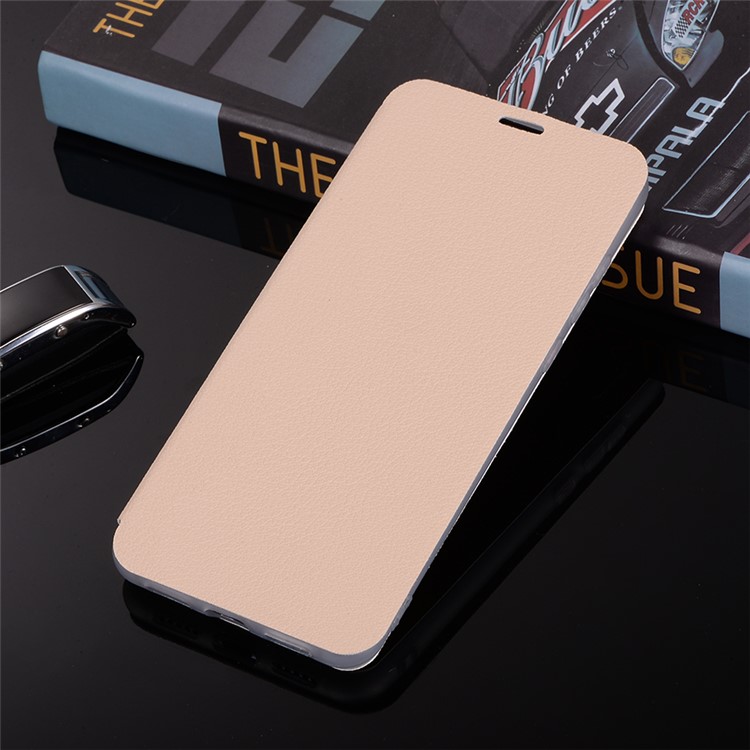 Litchi Skin Leather Stand Phone Shell with Card Slot for Huawei P20 Pro - Gold-11