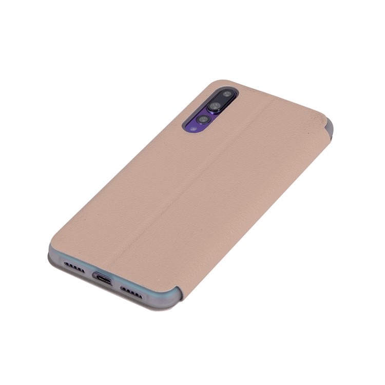 Litchi Skin Leather Stand Phone Shell with Card Slot for Huawei P20 Pro - Gold-8