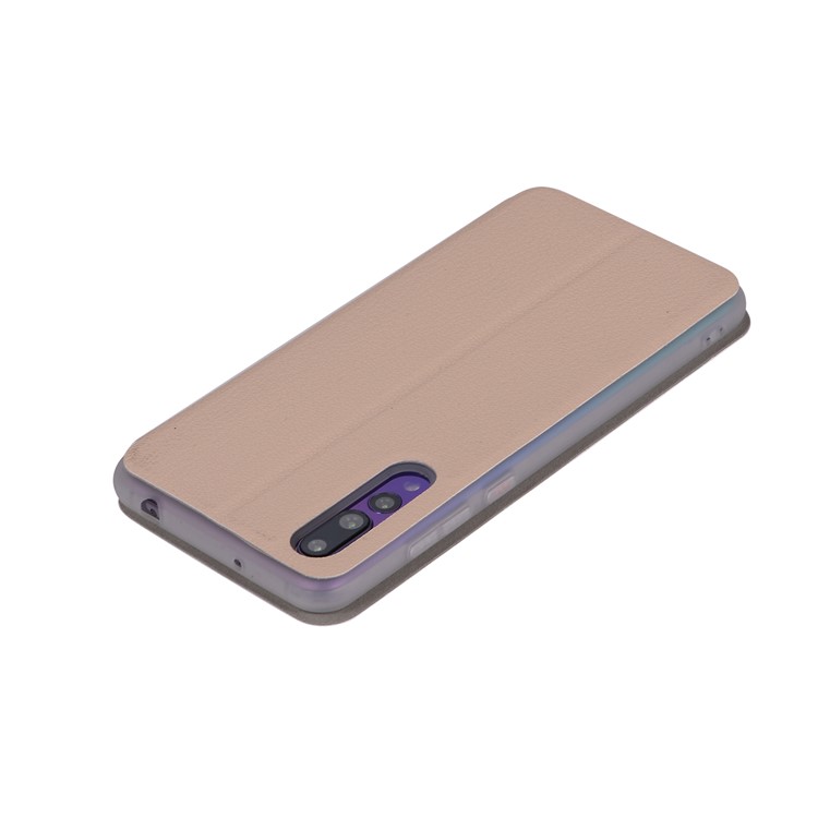 Litchi Skin Leather Stand Phone Shell with Card Slot for Huawei P20 Pro - Gold-9
