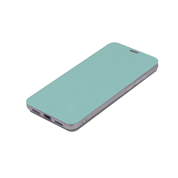 Litchi Skin Leather Stand Cellphone Cover with Card Slot for Huawei P20 Pro - Cyan-7